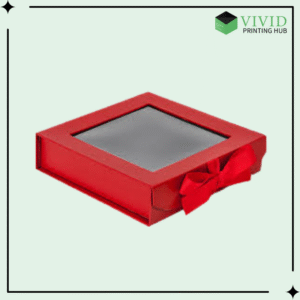 Red Two-Piece Spa Box with Ribbon and Window - Vivid Printing Hub