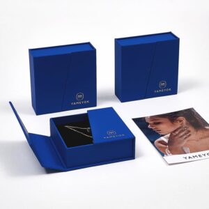 Custom jewelry boxes with logo, showcasing elegant design and personalized branding