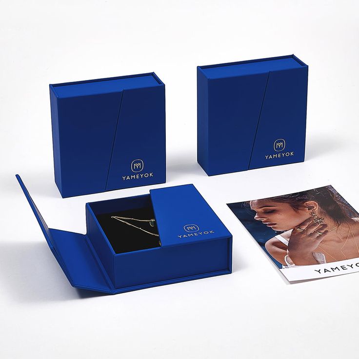 Custom jewelry boxes with logo, showcasing elegant design and personalized branding